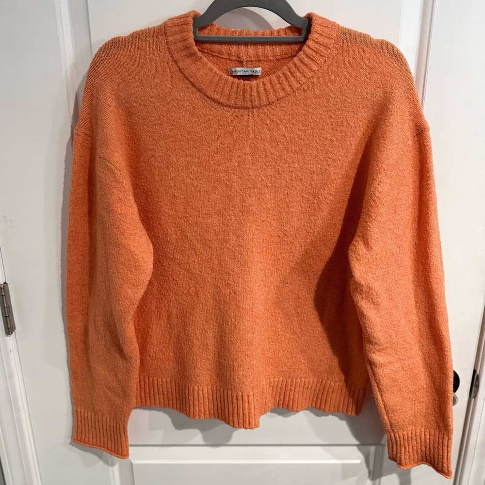 American Eagle Outfitters Vibrant Orange Crew Neck Oversized Sweater